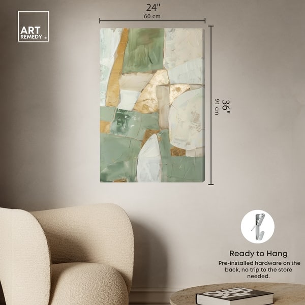 dimension image slide 0 of 6, Sage Green Boho Elegant Abstract Canvas Wall Art by Art Remedy, Gallery Wrapped