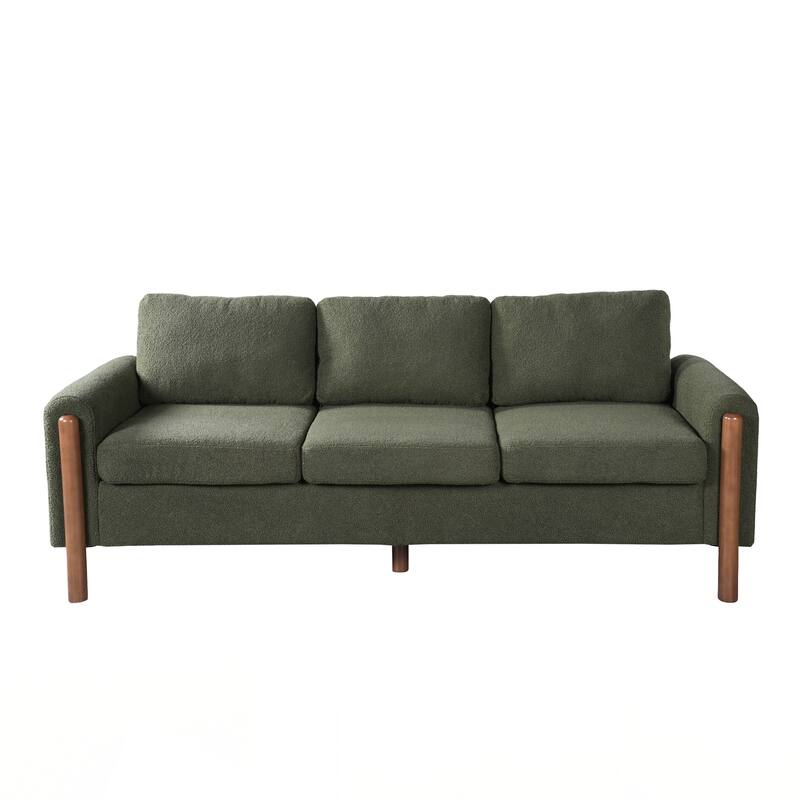 3-Seater Sofa, Curved Armrest with Integrated Solid Wood Legs