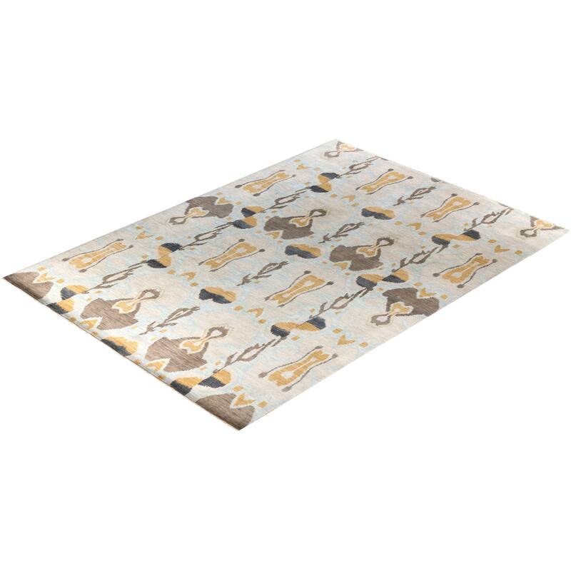 Ikat One-of-a-Kind Handmade Area Rug, Gray - 9' 2" x 12' 4"