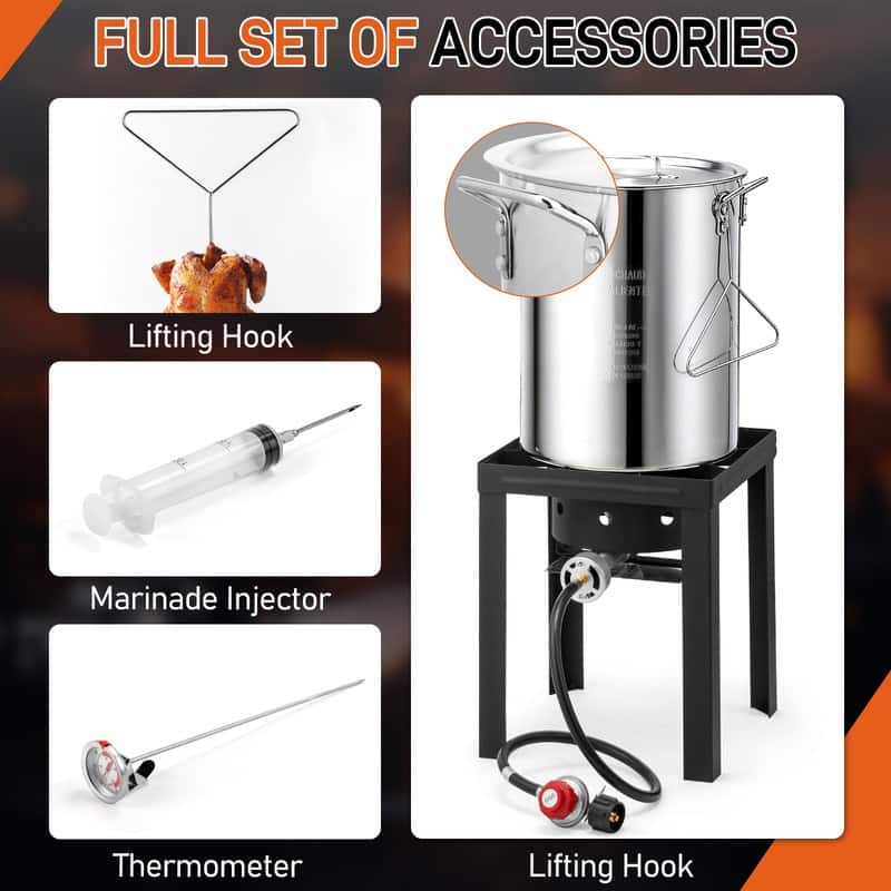 30QT Aluminum Turkey Fryer And 10QT Fish Fryer Kit With 55,000BTU Propane Stove - N/A