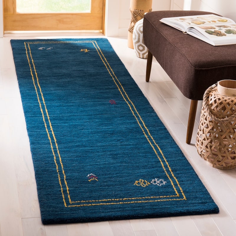SAFAVIEH Handmade Himalaya Dreamy Floral Modern Hand-spun Wool Rug - 2'3" x 8' Runner - Blue/Multi