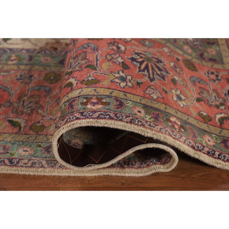 Vegetable Dye Signed Tabriz Persian Antique Rug Handmade Wool Carpet - 9'3"x 13'0"