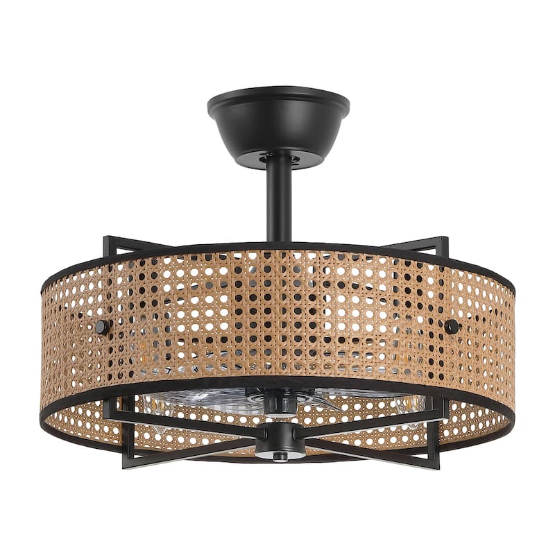 GetLedel 18-in Rattan Caged Ceiling Fan with Light and Remote