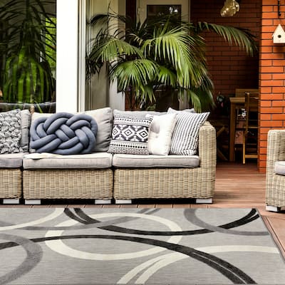 World Rug Gallery Contemporary Circular Indoor/Outdoor Area Rug