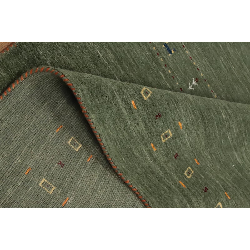 Hand Knotted Oriental 100% Wool Carpet Tribal Animal Pictorial Green Gabbeh Area Rug - 12' 1'' X 5' 0''