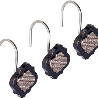 Set Of 12 Rust-Proof Shower Curtain Hooks | Vintage White Design | Decorative & Durable | Easy-Glide Rings For Smooth Curtain Movement