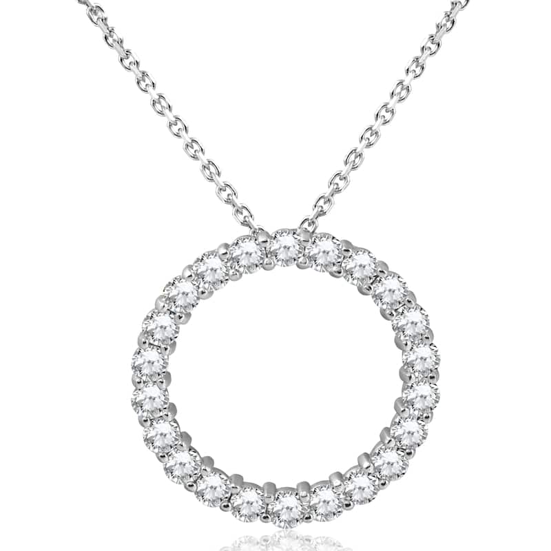 Bliss Diamond 5ct Diamond Circle Pendant White Gold Lab Grown