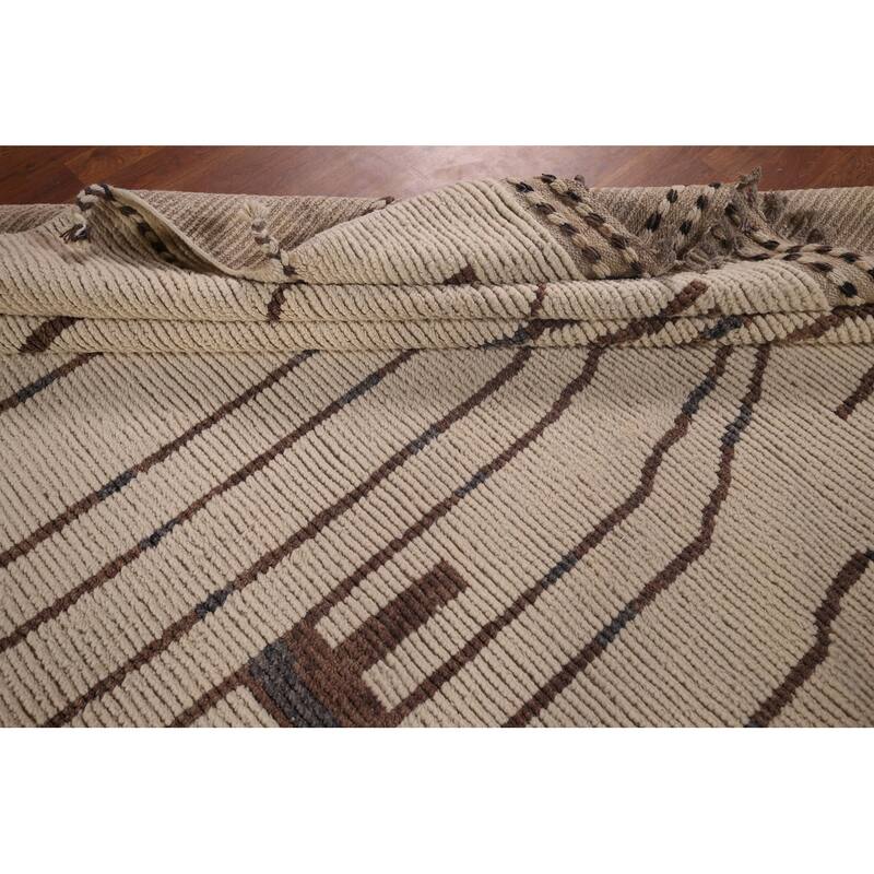 All-Over Abstract Moroccan Large Oriental Rug Handmade Wool Carpet - 9'11"x 14'5"