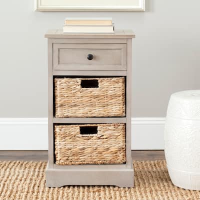 SAFAVIEH Alverta Grey 3-Drawer Storage Table - 15.9" x 13" x 27.6" - 16Wx13Dx26H