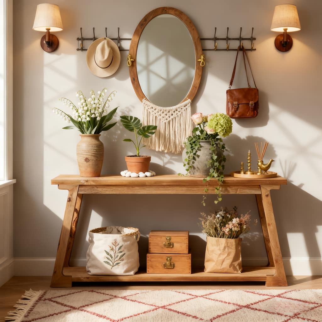 63-Inch Long Solid Wood Console Table For Living Room