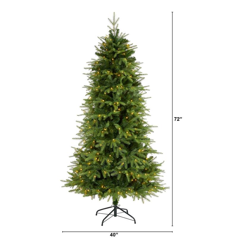 6 Ft Artificial Christmas Tree with Clear Lights - Holiday Decor, Festive Tree, Indoor Xmas Tree, Realistic Design - Green - 72