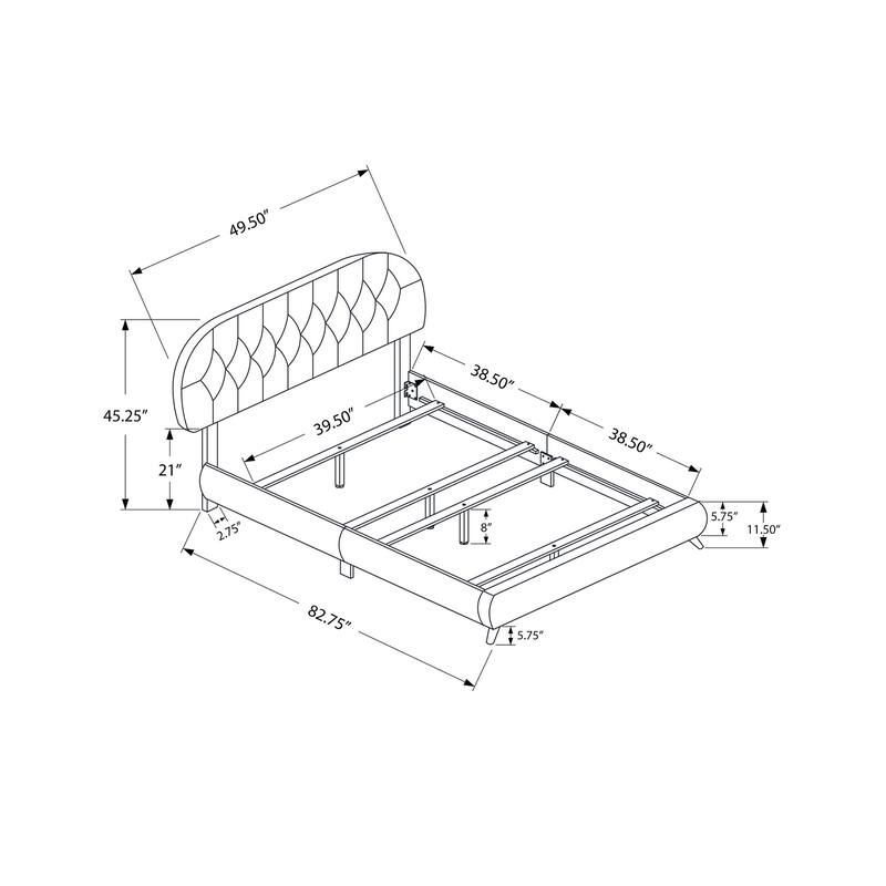Twin Size Upholstered Bed with Brown Leather Look Headboard and Wood Legs