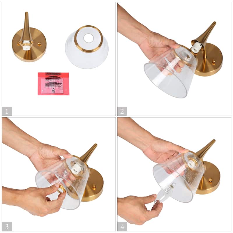 Mola Modern Gold 1/2/3/4-Light Bathroom Vanity Lights Glass Wall Sconces