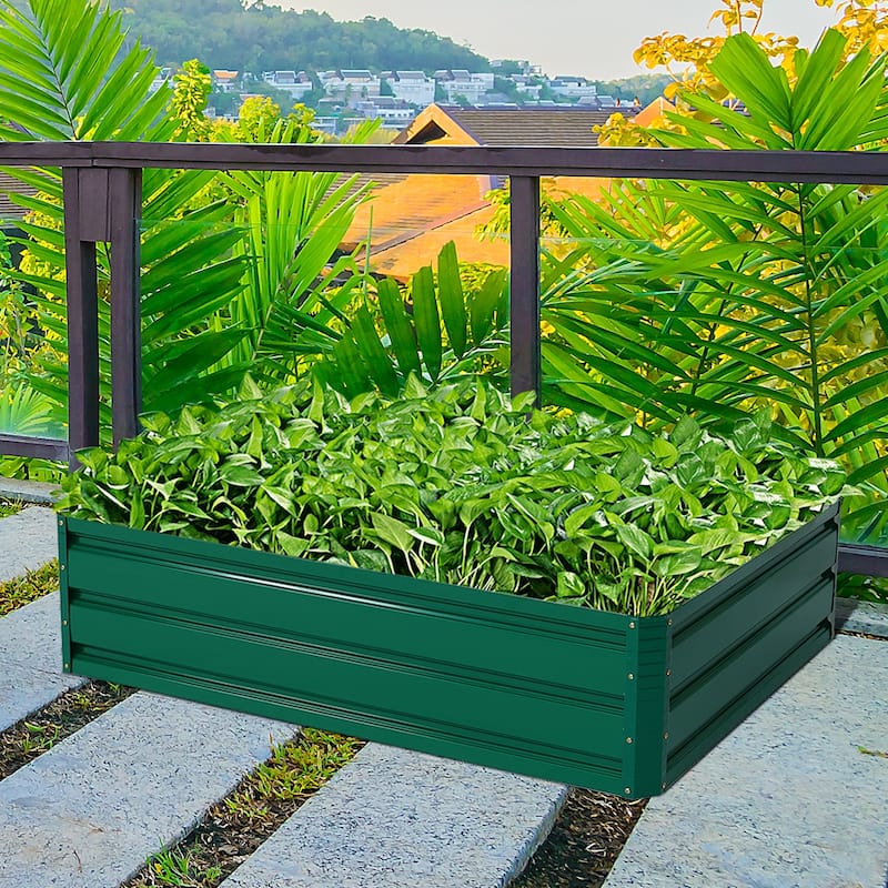 Costway 40x32 Inch Patio Raised Garden Bed Vegetable Flower Plant Dark