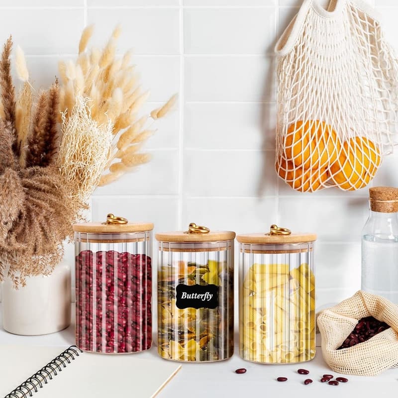 Glass Storage Jars Decorative Coffee Bar Container Kitchen Glass Canister