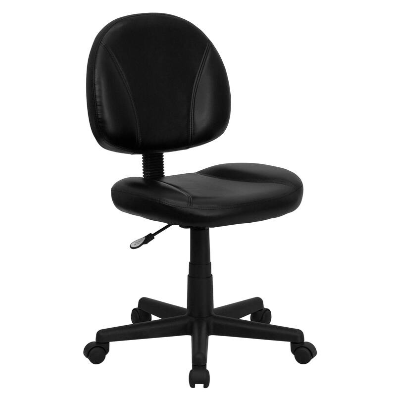 Mid-Back LeatherSoft Ergonomic Office Chair w/Adjustable Back Depth - Black