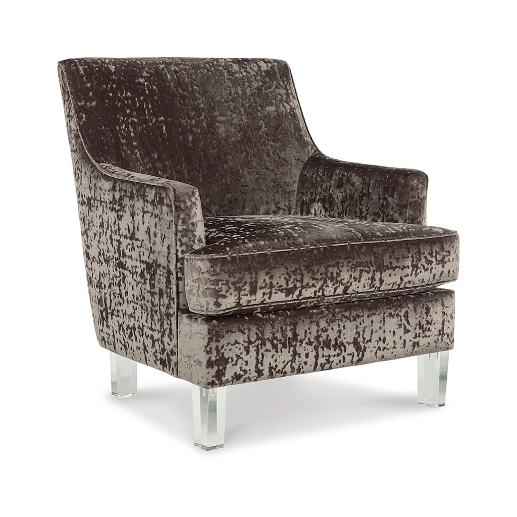 Gloria Accent Chair, Charcoal Brown Polyester Crushed Velvet, Clear Acrylic
