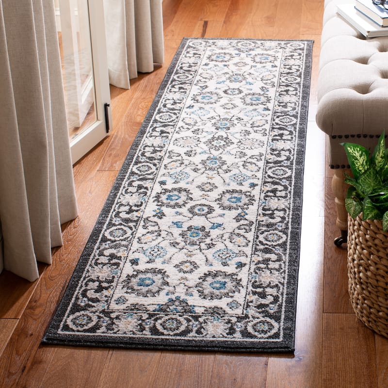 SAFAVIEH Liberty Shelia Oriental Floral Rug - 2' x 8' Runner - Dark Grey/Ivory