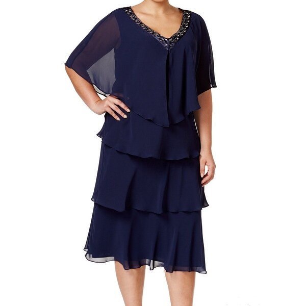 navy blue tiered dress