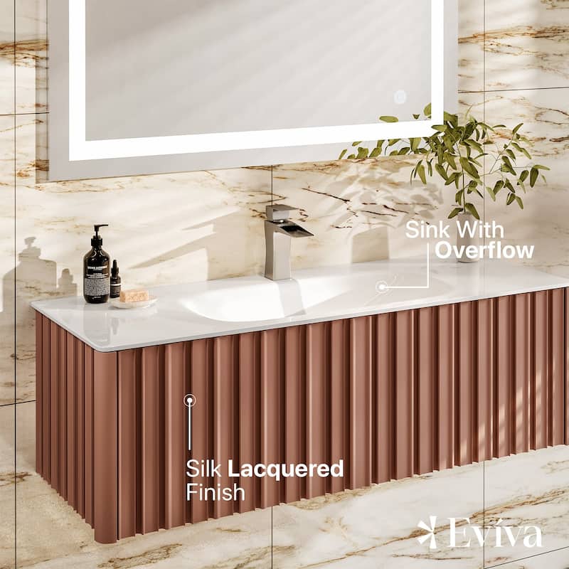 Eviva Dolce Vita 48 Blush Wall Mount Vanity with Solid Surface Integrated Sink