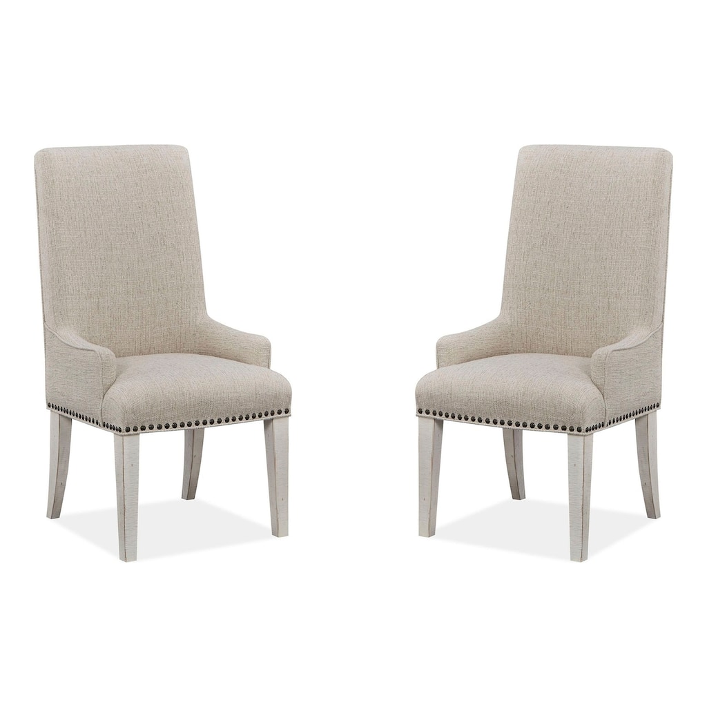 Magnussen Home Bronwyn Alabaster And Toasted Nutmeg Upholstered Host Chair Two Pack - 23''W x 29''D x 45''H