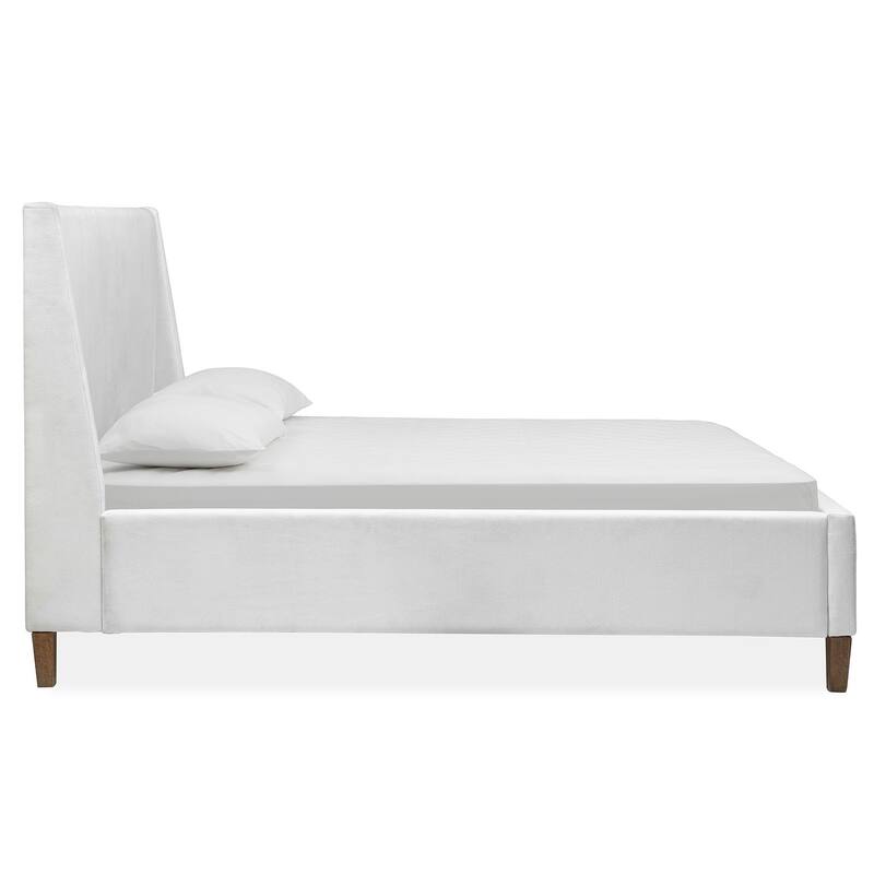 Magnussen Home Lindon Belgian Wheat And Coffee Bean White Upholstered Island Bed