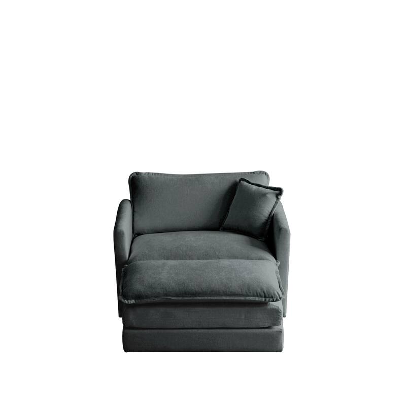 Upholstered Armchair Accent Chair with Ottoman