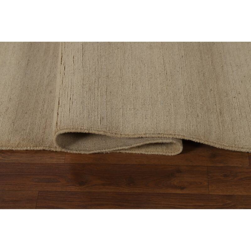 Modern Gabbeh Area Rug Handmade Oriental Beige Wool Carpet - 6'6" x 9'9"