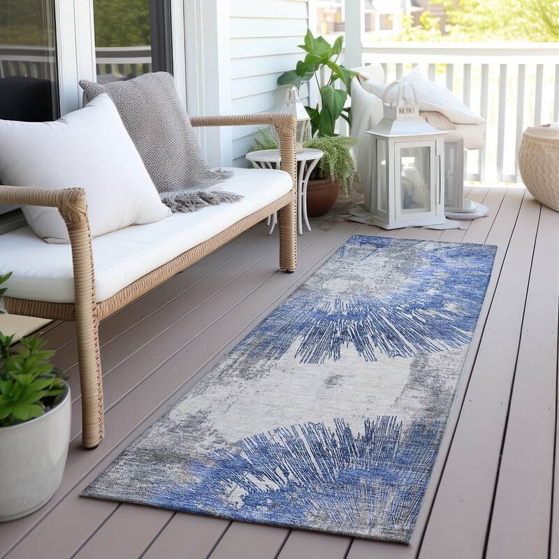 Machine Washable Indoor/ Outdoor Chantille Contemporary Starburst Rug - Blush - 2'3" x 7'6"
