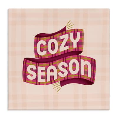 Stupell Cozy Season Scarf on Plaid Canvas Wall Art Design By Sarah Hickman