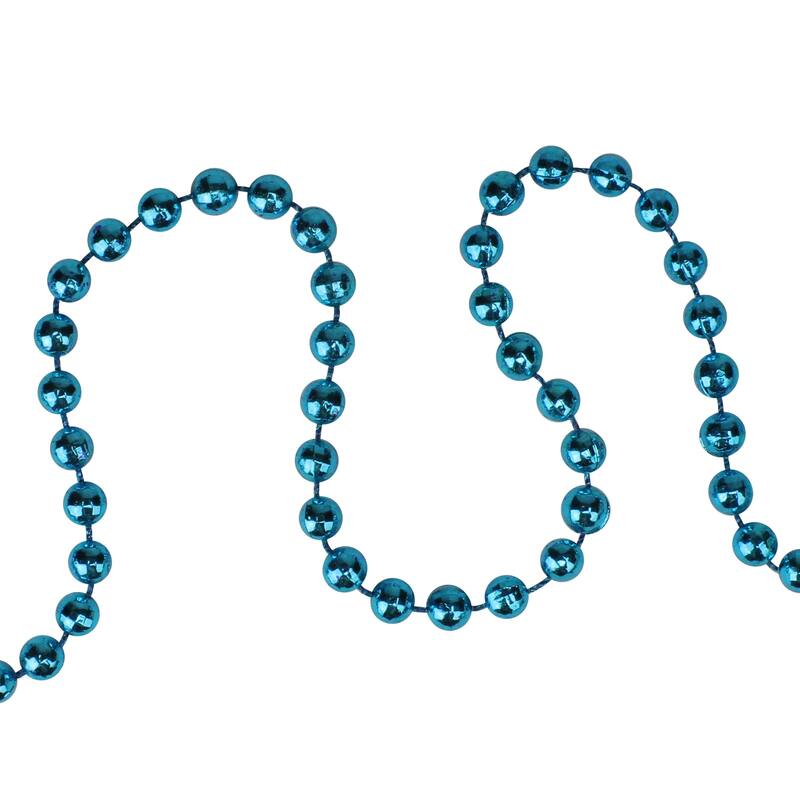 15' x 0.25" Shiny Teal Blue Beaded Artificial Christmas Garland
