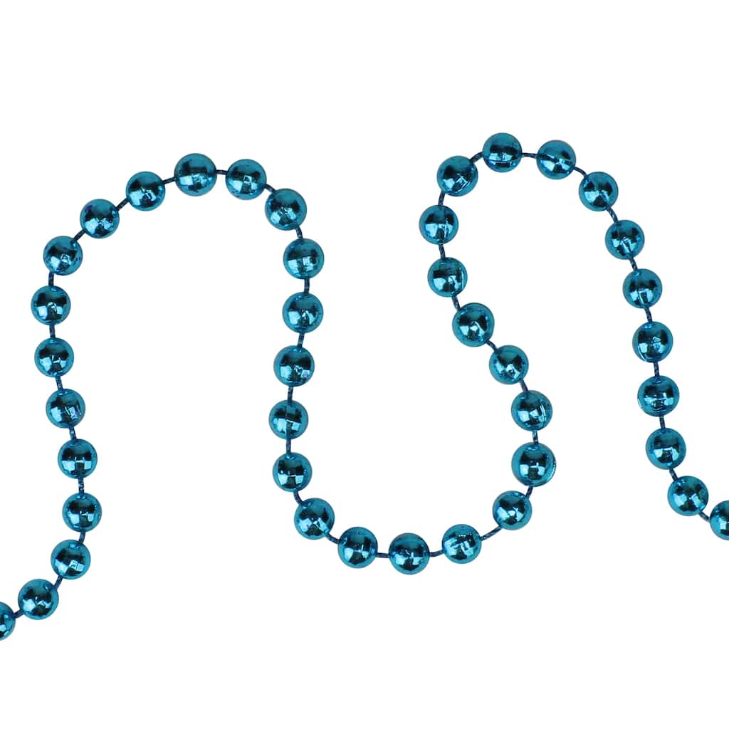 15' x 0.25" Shiny Teal Blue Beaded Artificial Christmas Garland