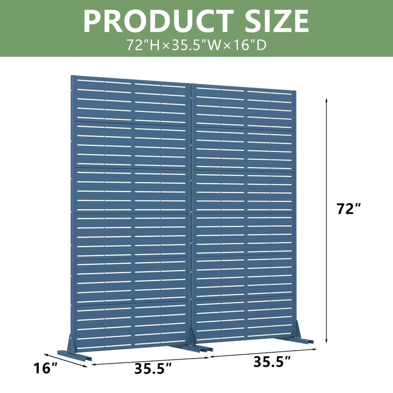 Outdoor Privacy Screen with Stand for Patio Garden Metal Fence Set of 2