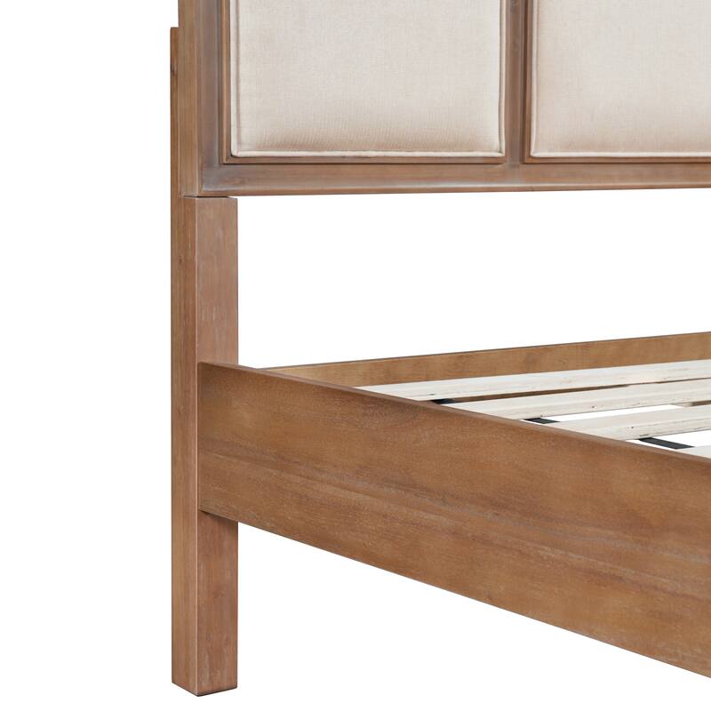 Christopher Knight Home - Hendrix Modern Farmhouse Upholstered Wood Platform Bed with Panel Headboard and Footboard