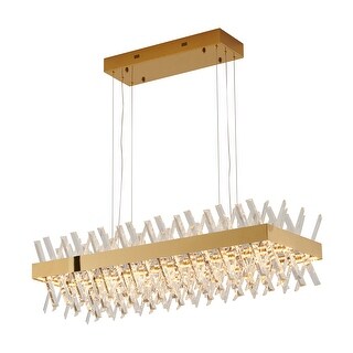 4-Light Gold Metal LED Chandelier With Clear Crystals - Bed Bath ...