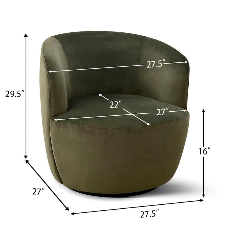 27'' Wide Velvet Small Swivel Barrel Chair