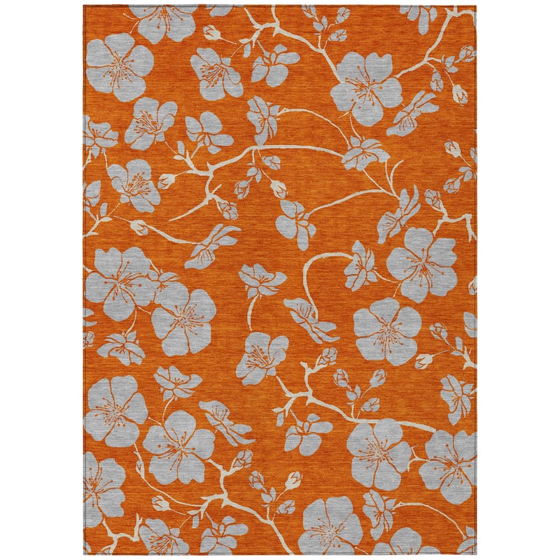 HomeRoots Floral Transitional Rectangle Outdoor Rug