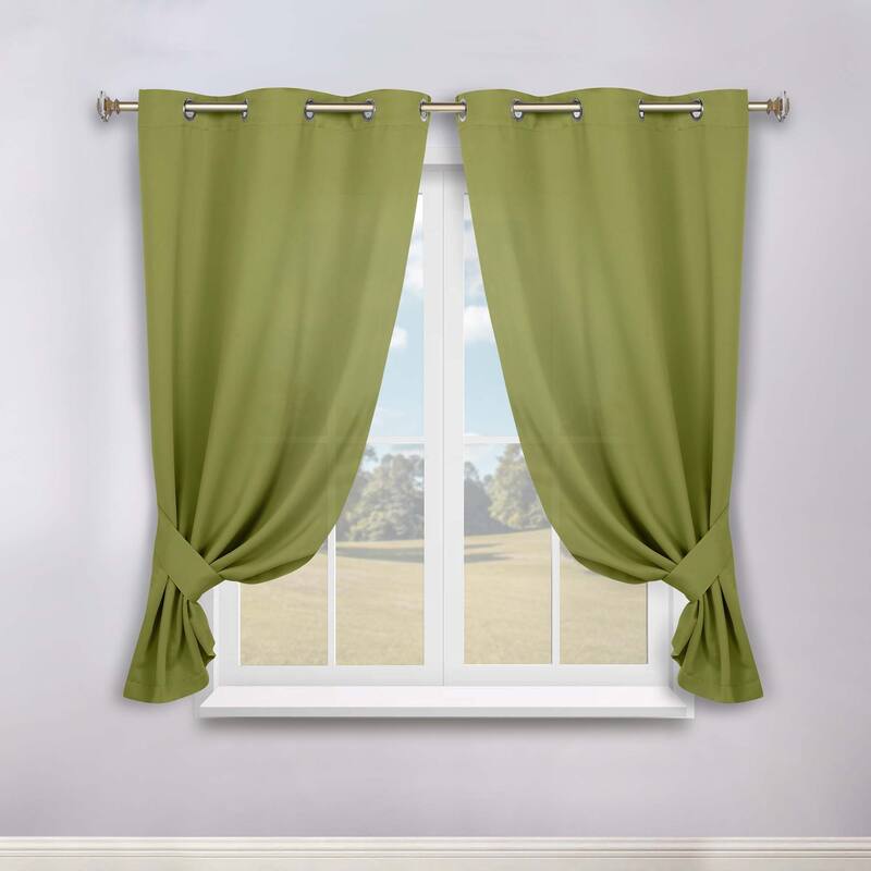 Superior Solid Machine Washable Room Darkening Grommet Blackout Curtains, Set of 2