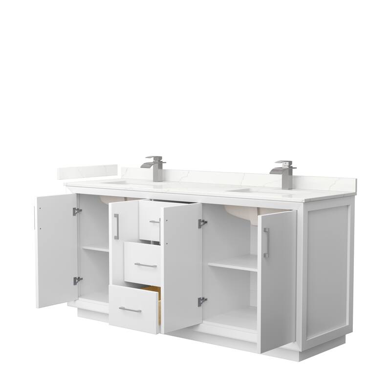Strada 72-inch Double Vanity, Quartz Top