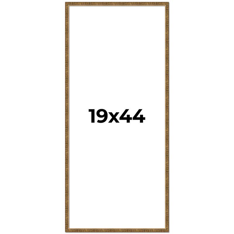 19x44 Frame Black Real Wood Picture Frame Kingsley Gold Distressed Photo Frame with UV Acrylic Foam Board Backing &