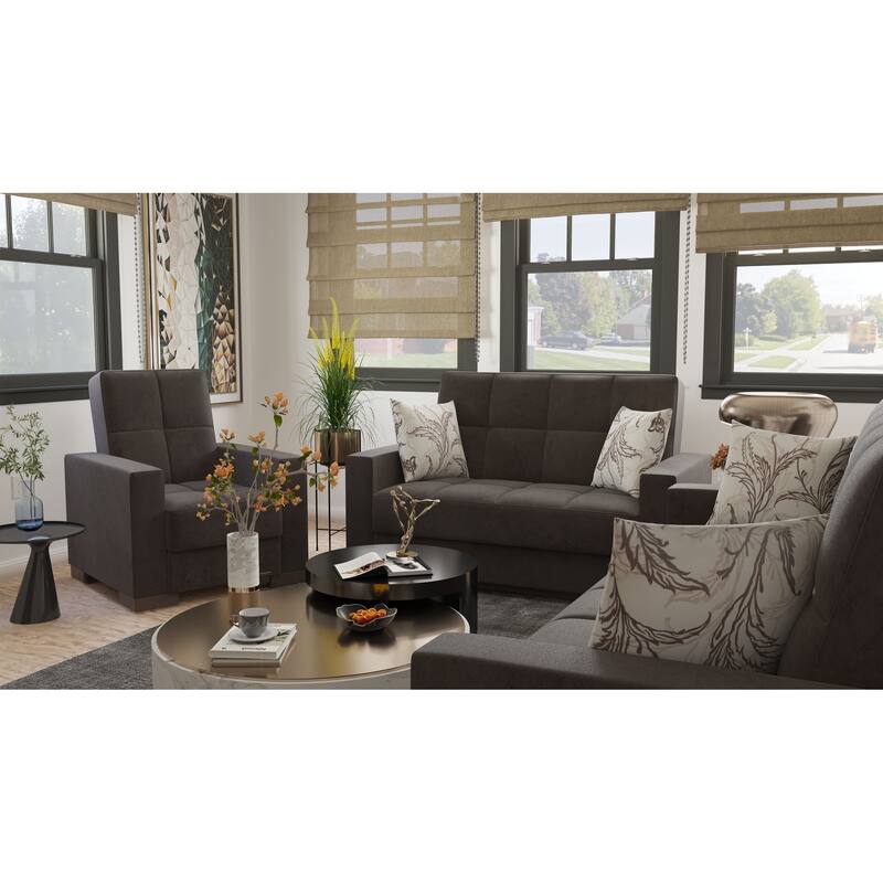Collection Upholstered Convertible Loveseat With Storage