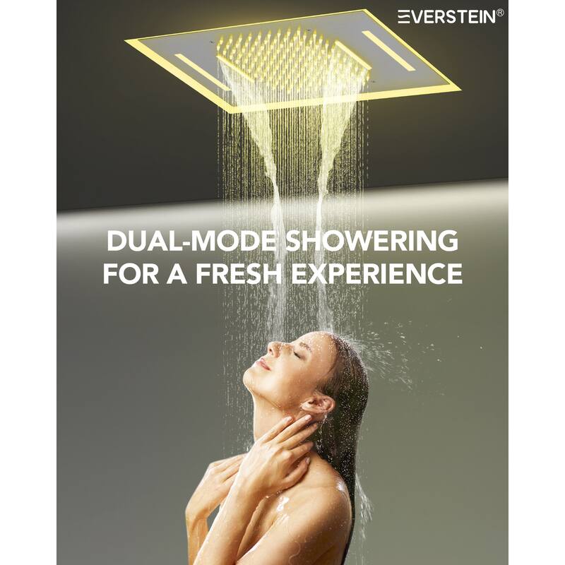 Multi-Function Thermostatic Shower System – Rainfall, Waterfall, Body Jets & LED Smart Control - 15*23