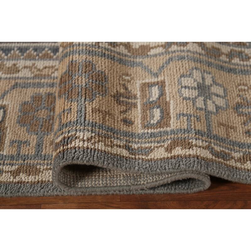 Geometric Khotan Area Rug Hand-Knotted Wool Carpet - 8'8" x 11'11"
