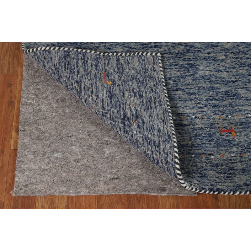 Hand Knotted Oriental 100% Wool Carpet Tribal Stripe Navy Blue & Blues Gabbeh Area Rug - 5' 10'' X 4' 0''
