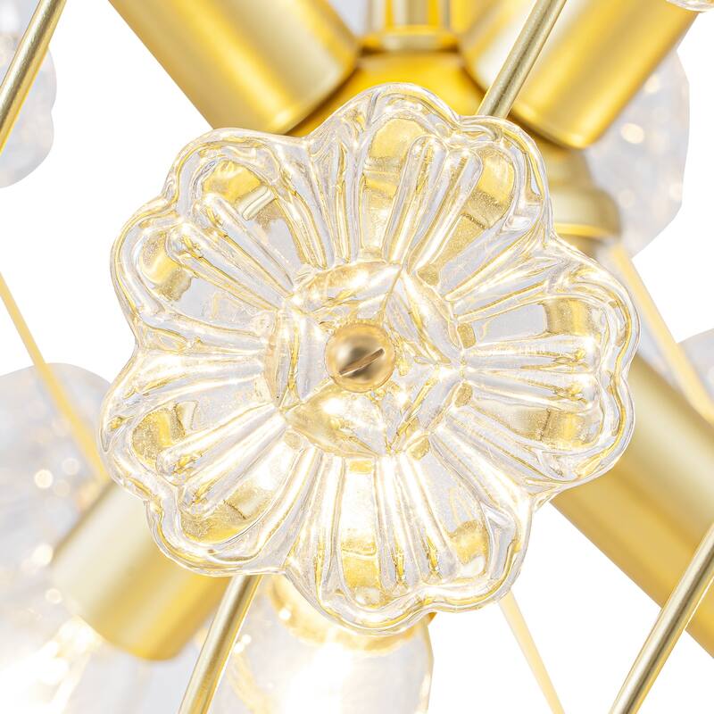 Modern 6-Light Glass Flower Globe Pendant Chandelier for Dining Room