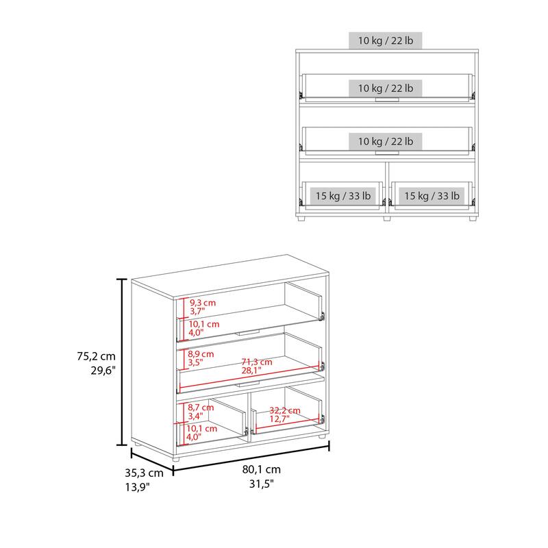 Oto Dresser with 4 Spacious Drawers, White