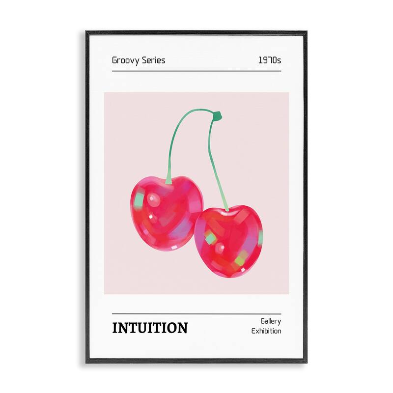 Stupell Intuition Phrase Cherries Framed Giclee Art Design By LSR Design Studio - 16 x 24 - Black