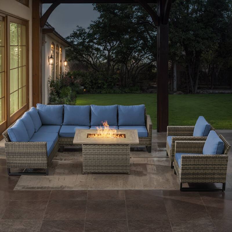 Gymojoy L-Shaped Outdoor Corner Sectional Sofa 6-seats Couch Conversation Set