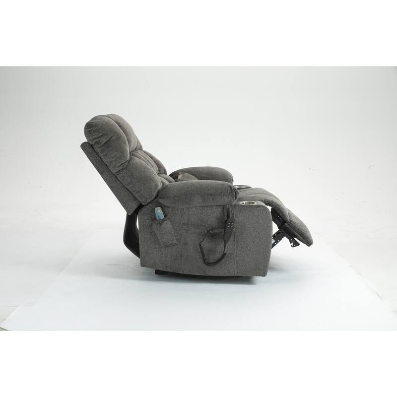 Lift Recliner Chair with Heat & Massage, Dual OKIN Motor Heavy-Duty Recliner Chair, Lounge Chair with Side Pockets & Cup Holders
