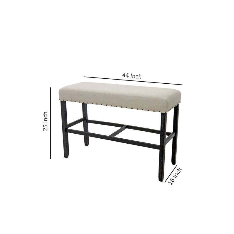 Sania II Rustic Counter Ht. Bench, Antique Black Finish